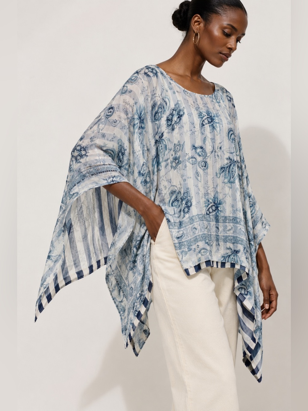 Etro Solisia Silk Double-Sided Chiffon Poncho